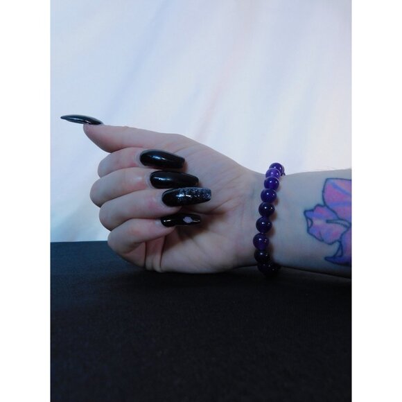 Amethyst Beaded Bracelet Healing Energy Gemstone Calming Stress Relief Jewelry G - Picture 10 of 12